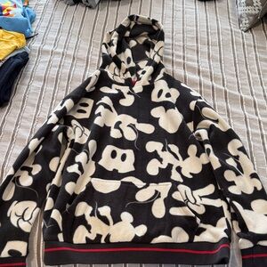 Adult SZ XS  Black and White MICKEY Patterned Disney fleece Hoodie